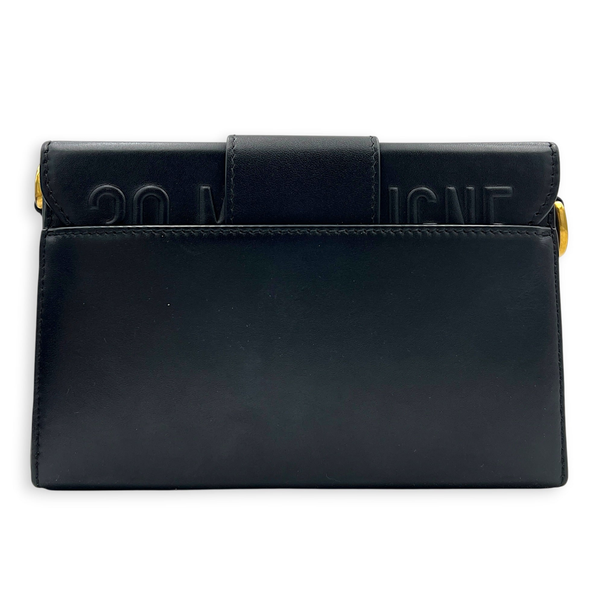 30 Montaigne Box Shoulder Bag Black in Calfskin, Gold hardware
