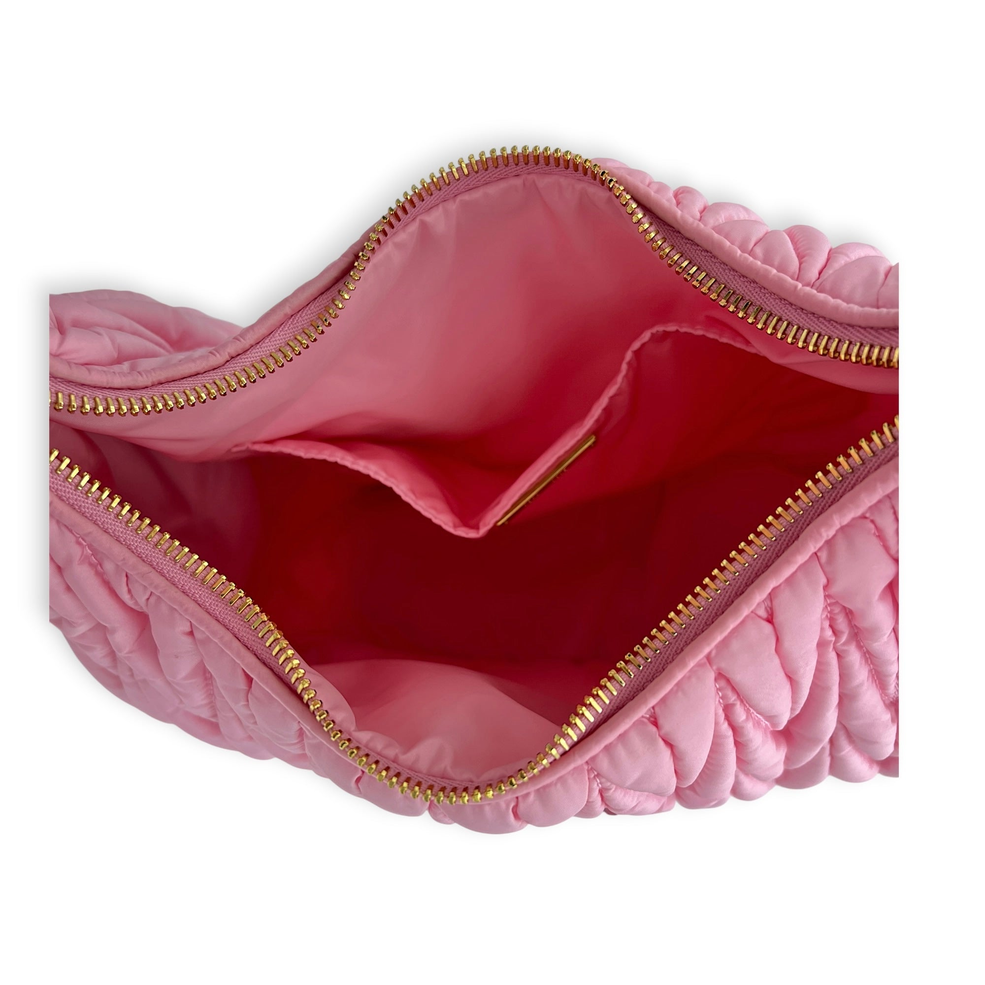 Wander Shoulder Bag Pink in Nylon, Gold hardware