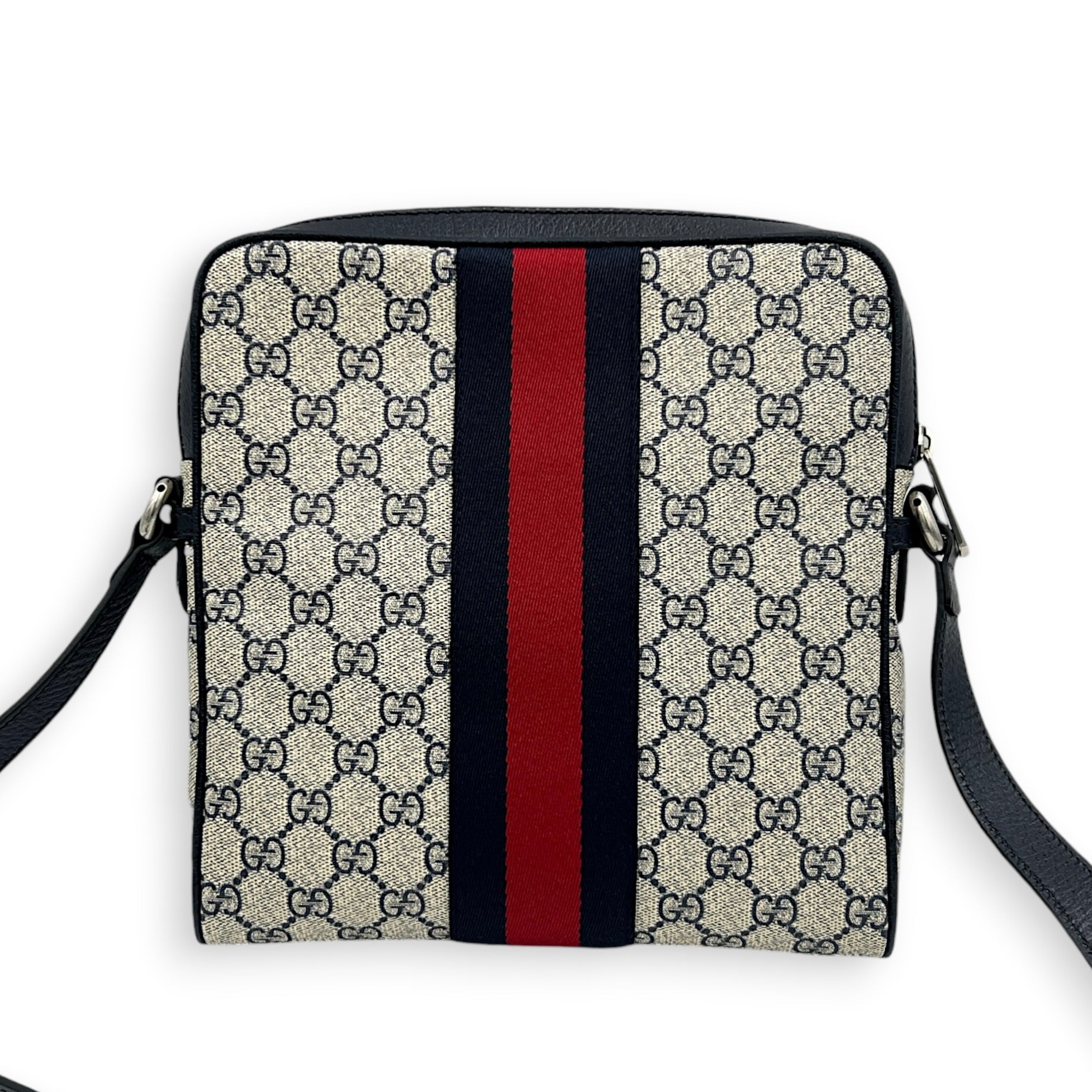 Ophidia Crossbody Bag Brown in Coated Canvas, Silver hardware