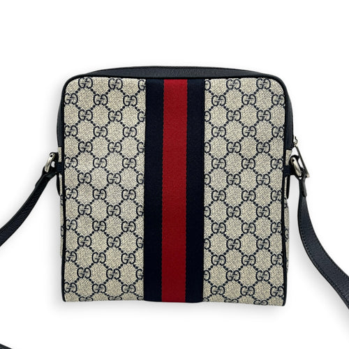 Ophidia Crossbody Bag Brown in Coated Canvas, Silver hardware