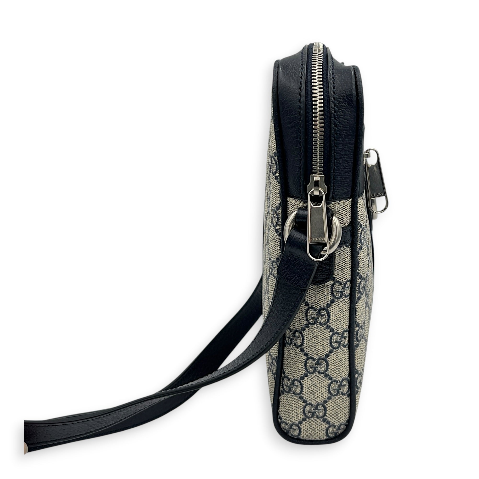 Ophidia Crossbody Bag Brown in Coated Canvas, Silver hardware