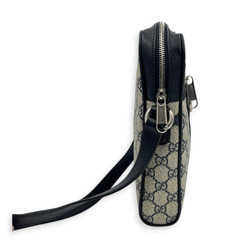 Ophidia Crossbody Bag Brown in Coated Canvas, Silver hardware