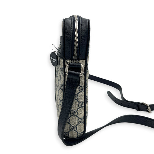 Ophidia Crossbody Bag Brown in Coated Canvas, Silver hardware