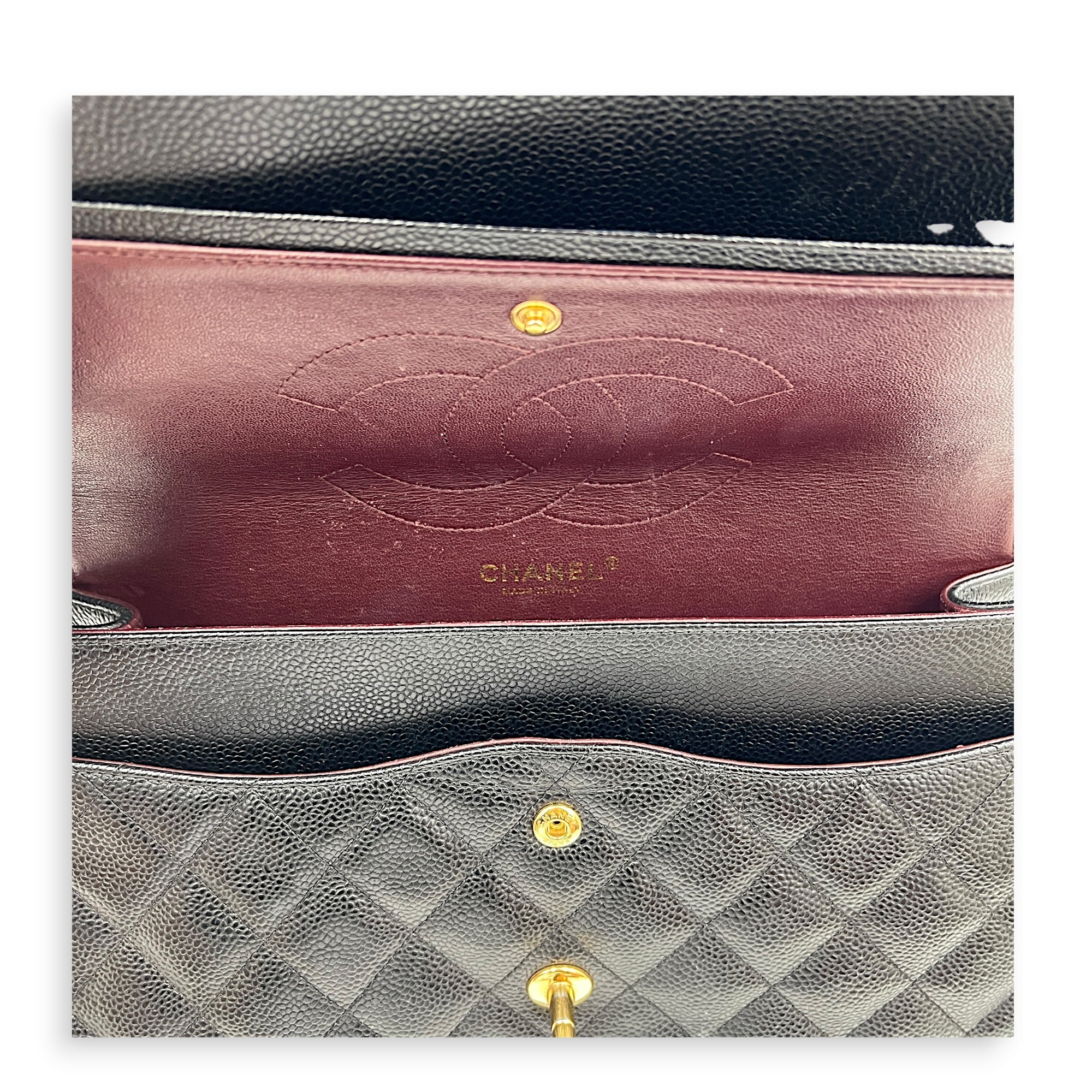 Classic Double Flap Crossbody Bag Jumbo Black in Caviar Leather, Gold hardware
