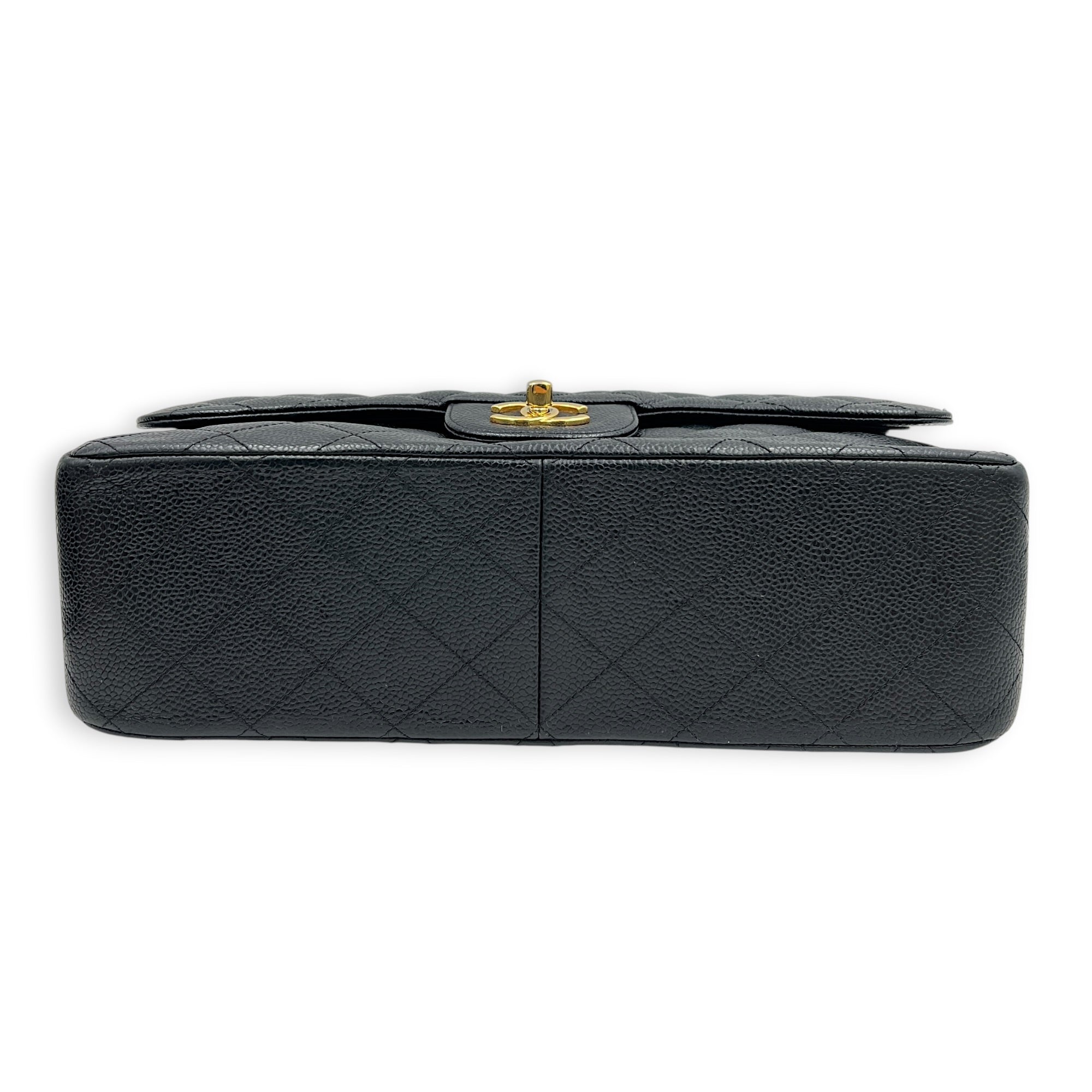 Classic Double Flap Crossbody Bag Jumbo Black in Caviar Leather, Gold hardware