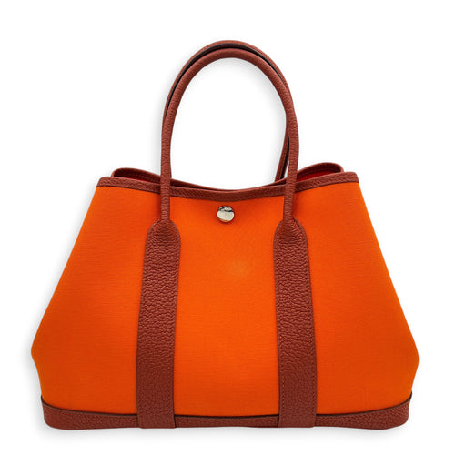 Garden Party 30 Orange Minium/ Sanguine Top Handle Bag in Canvas, Palladium hardware