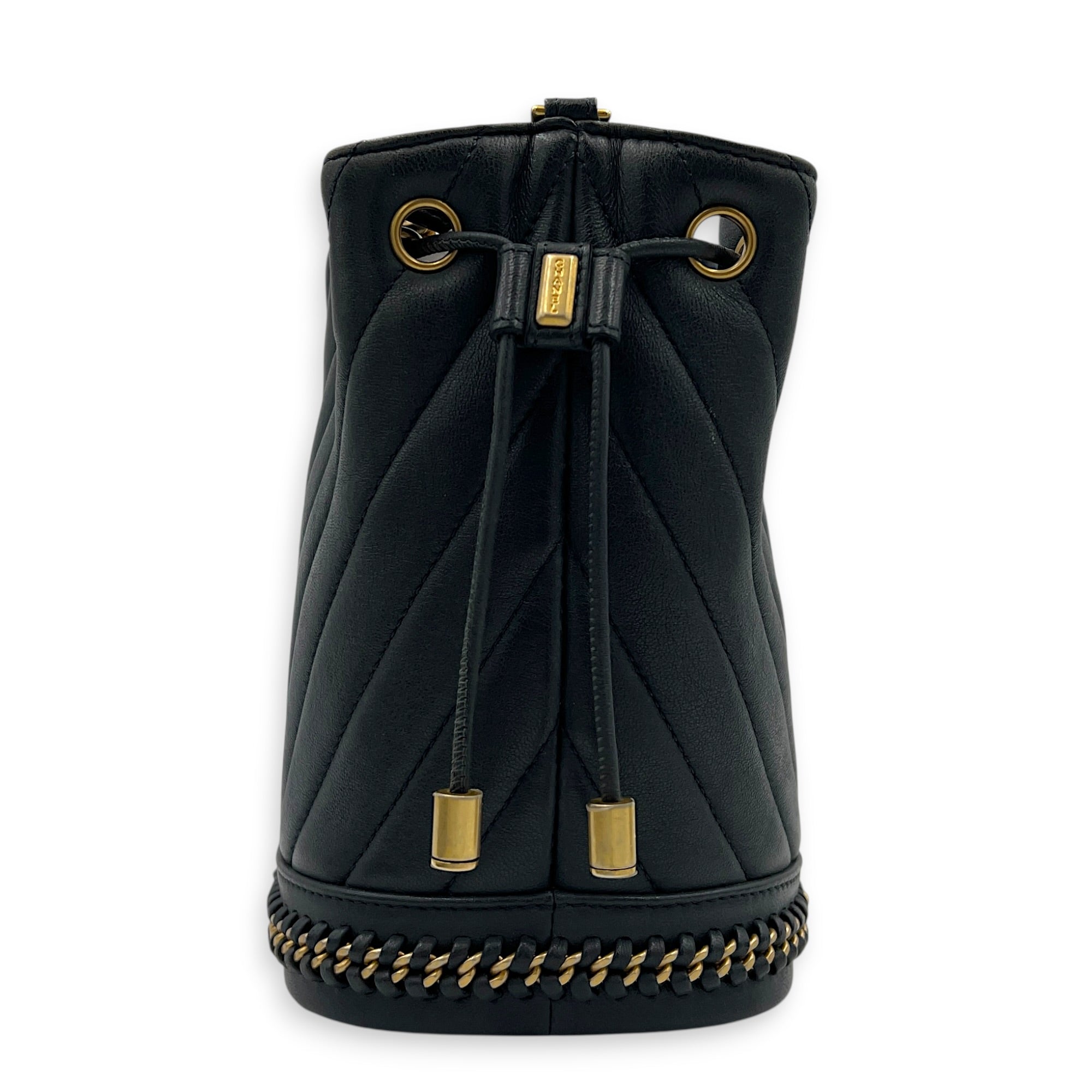 Paris-Cosmopolite Blue Bucket Bag in Calfskin, Gold hardware