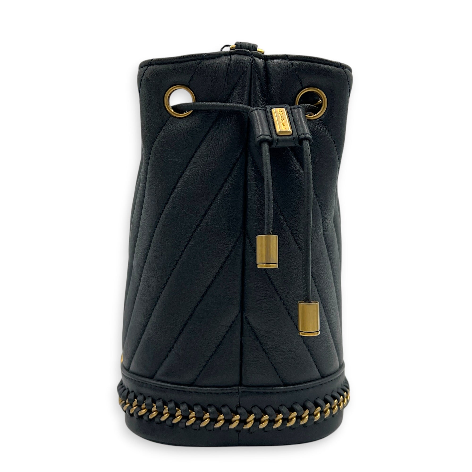 Paris-Cosmopolite Blue Bucket Bag in Calfskin, Gold hardware