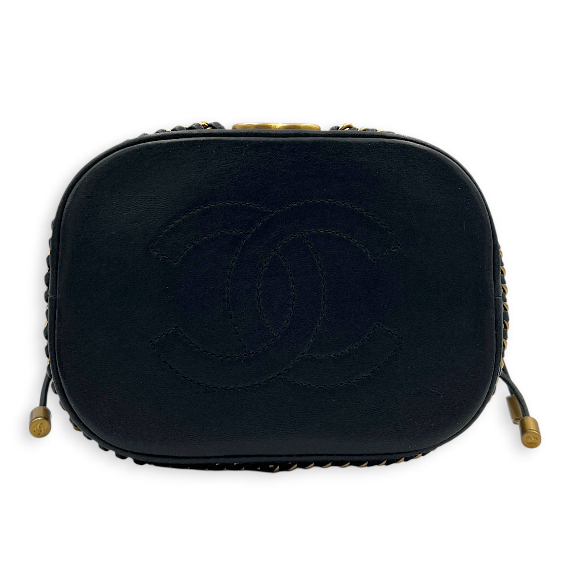 Paris-Cosmopolite Blue Bucket Bag in Calfskin, Gold hardware