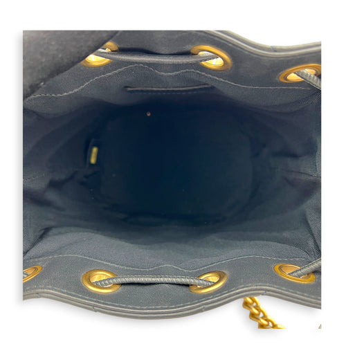 Paris-Cosmopolite Blue Bucket Bag in Calfskin, Gold hardware