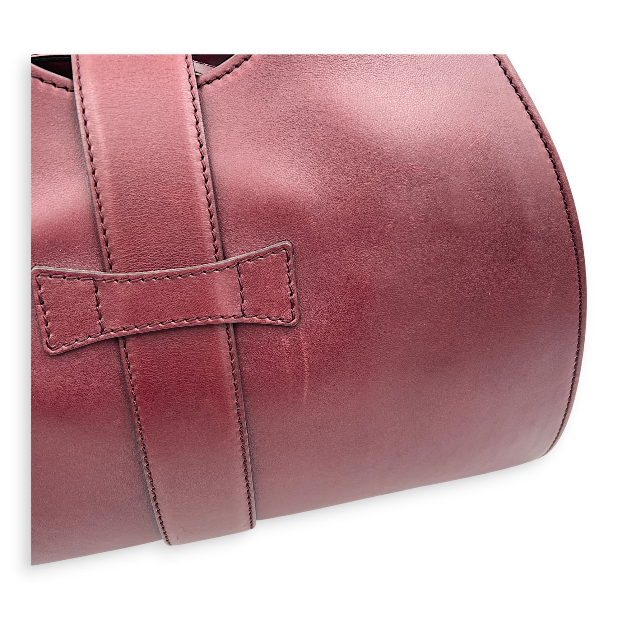 Stirrup Top Handle Bag Red in Calfskin, Gold hardware