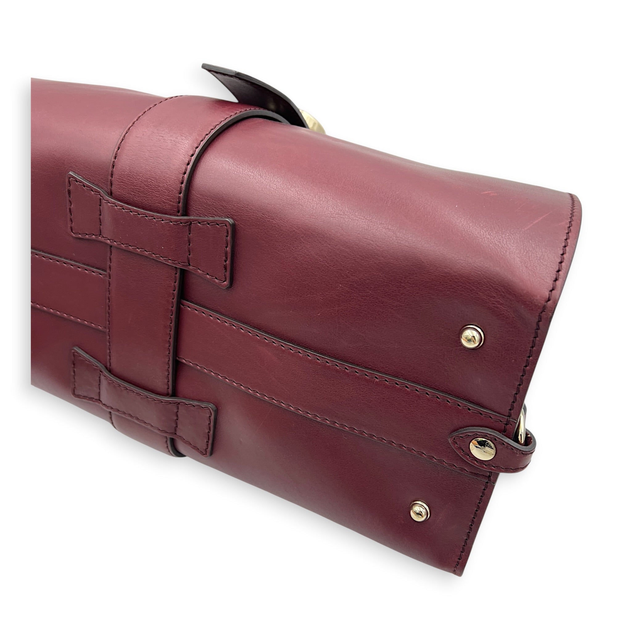 Stirrup Top Handle Bag Red in Calfskin, Gold hardware