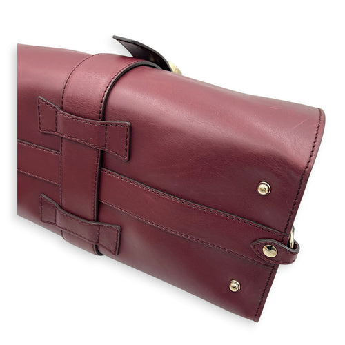 Stirrup Top Handle Bag Red in Calfskin, Gold hardware