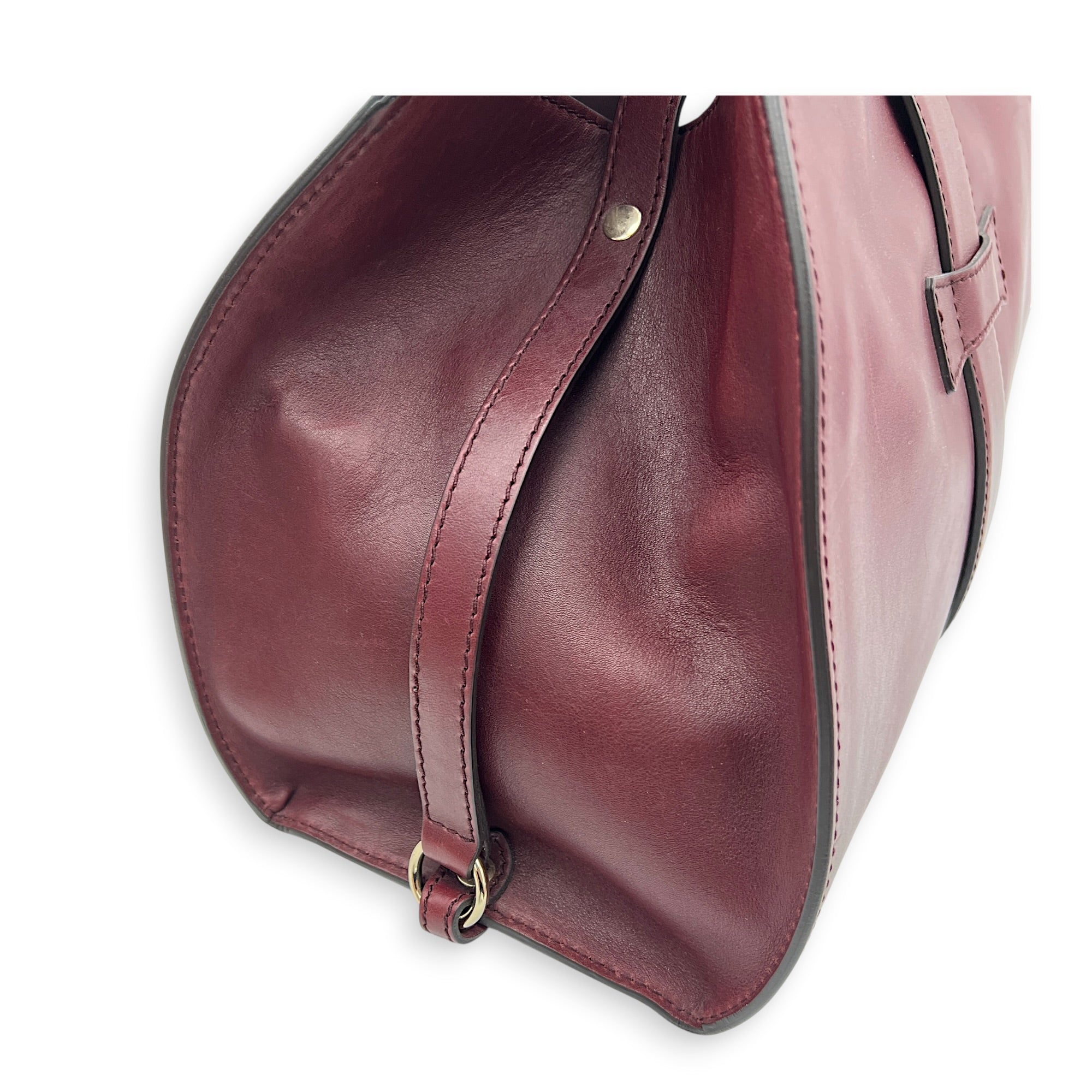 Stirrup Top Handle Bag Red in Calfskin, Gold hardware