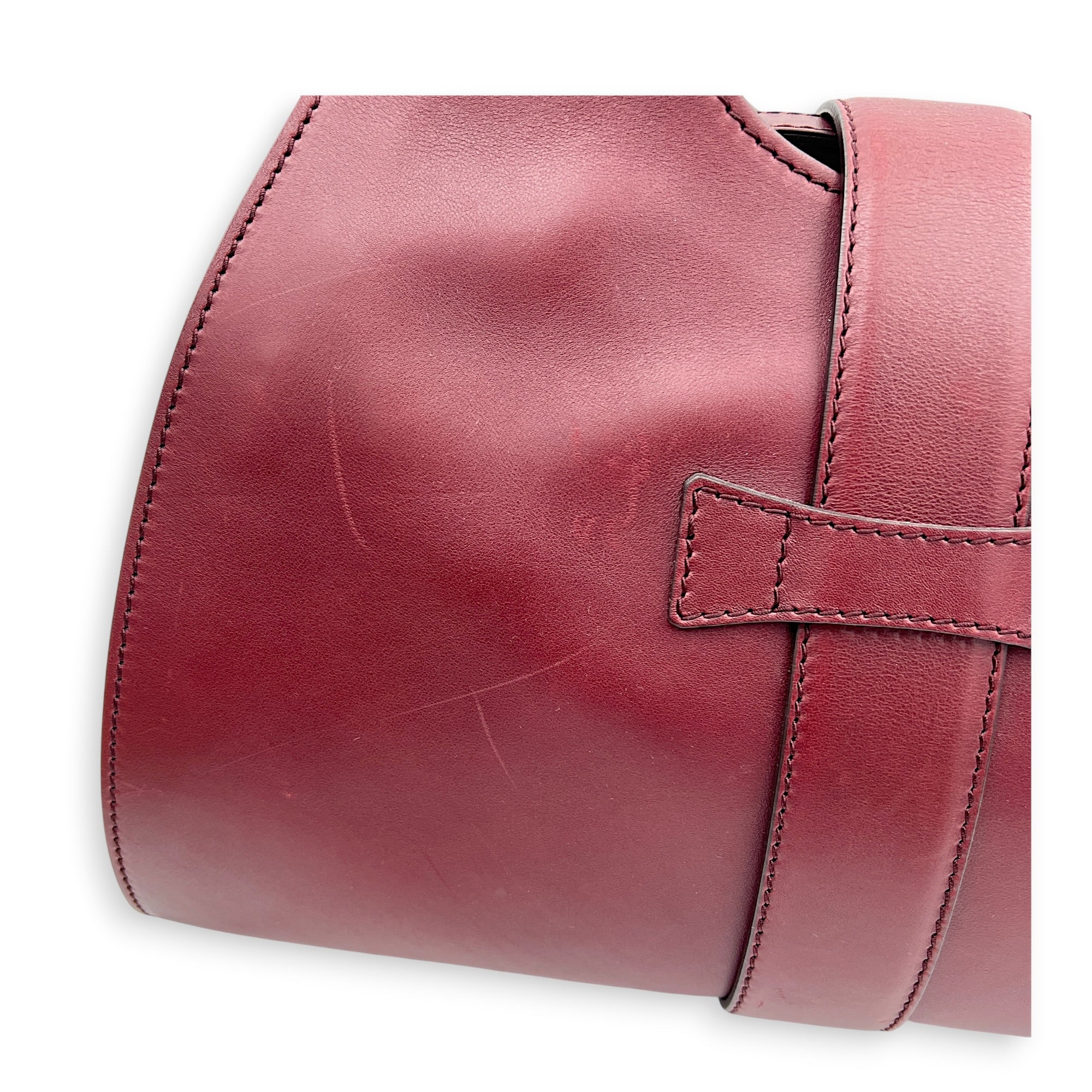 Stirrup Top Handle Bag Red in Calfskin, Gold hardware