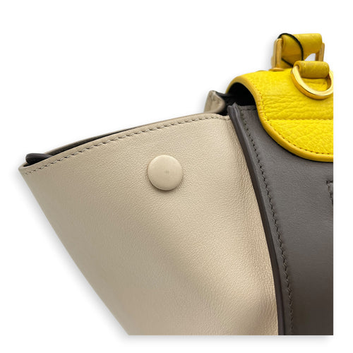 Trapeze Top Handle Bag Yellow in Calfskin, Gold hardware