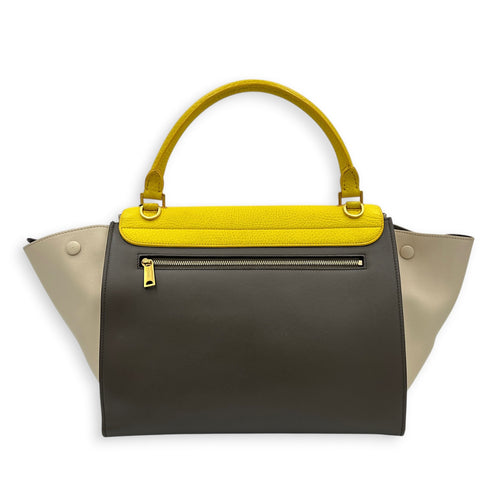 Trapeze Top Handle Bag Yellow in Calfskin, Gold hardware