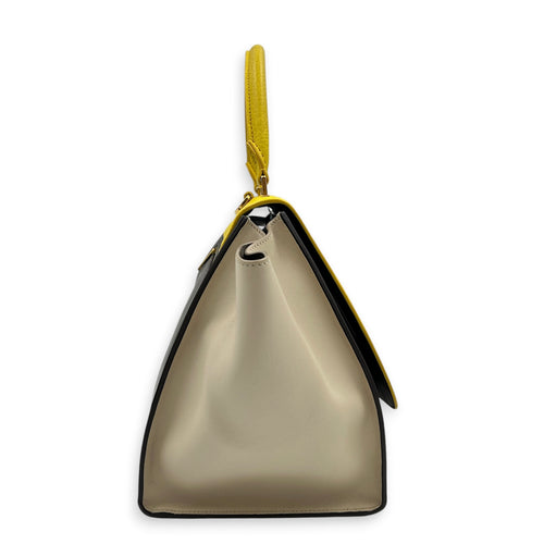 Trapeze Top Handle Bag Yellow in Calfskin, Gold hardware
