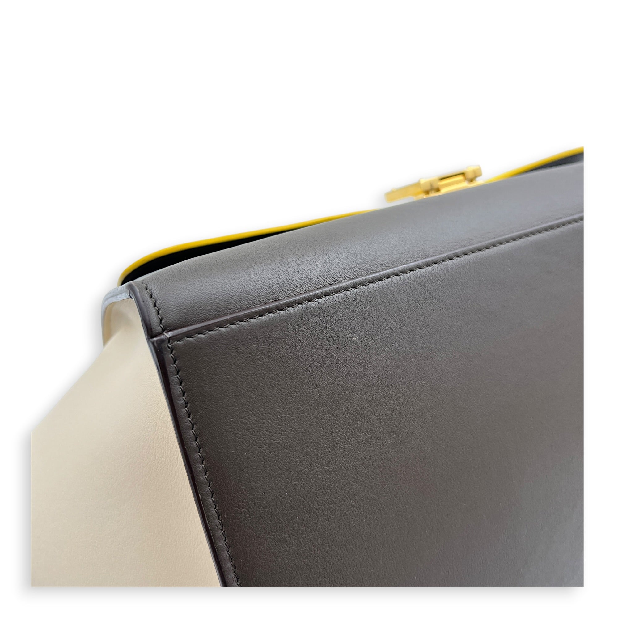 Trapeze Top Handle Bag Yellow in Calfskin, Gold hardware