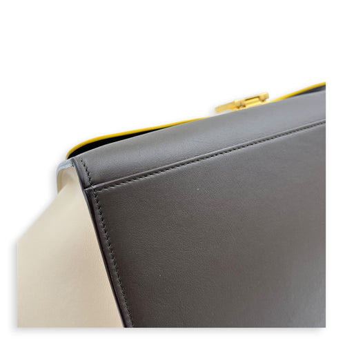 Trapeze Top Handle Bag Yellow in Calfskin, Gold hardware