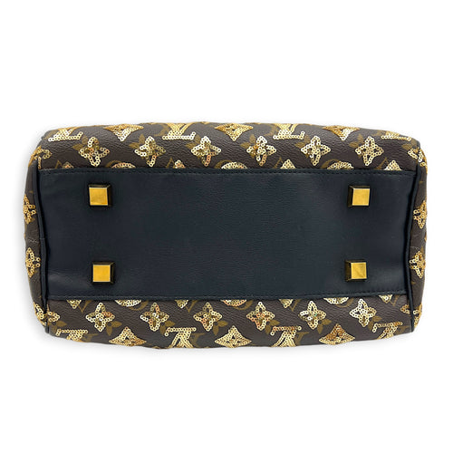 Sequins Eclipse Speedy 28 Black Top Handle Bag in Monogram Coated Canvas, Silver hardware