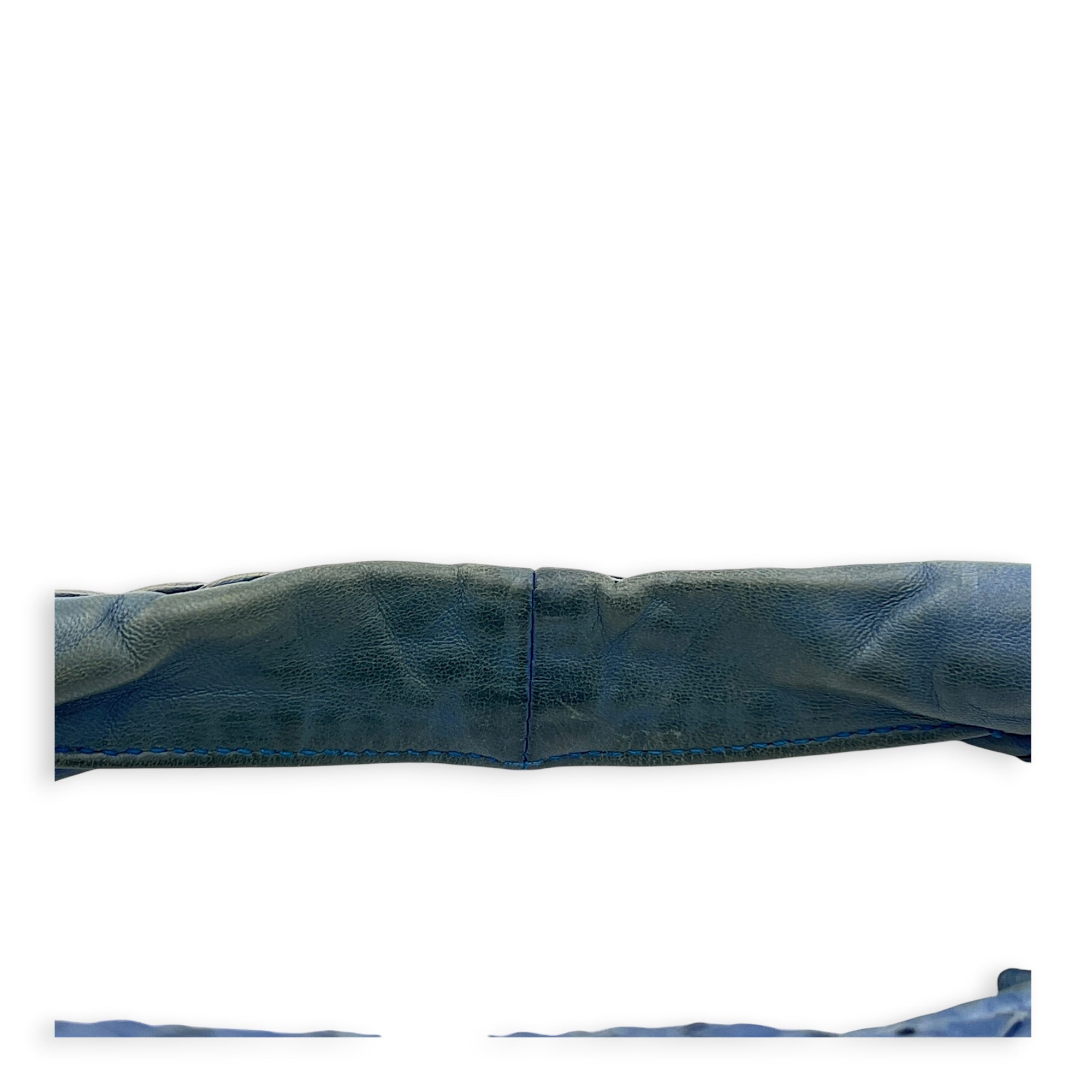 Intrecciato Hobo Blue Shoulder Bag in Lambskin, Gold hardware