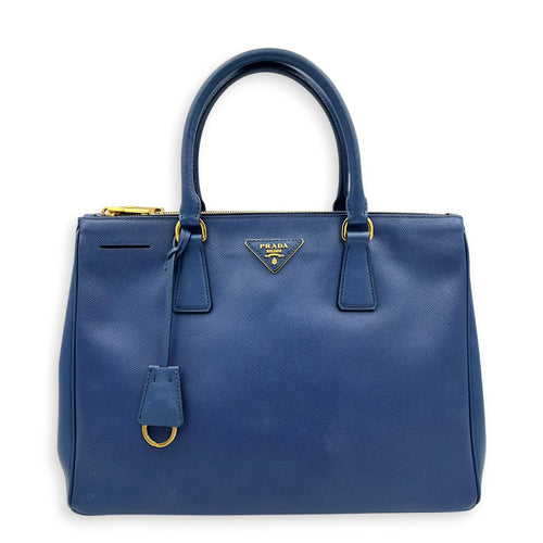 Galleria Top Handle Bag Blue in Saffiano Leather, Gold hardware