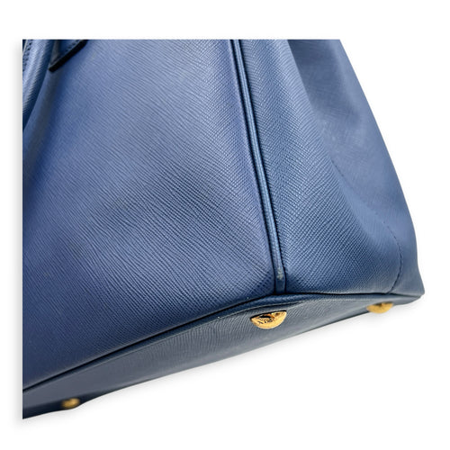 Galleria Top Handle Bag Blue in Saffiano Leather, Gold hardware