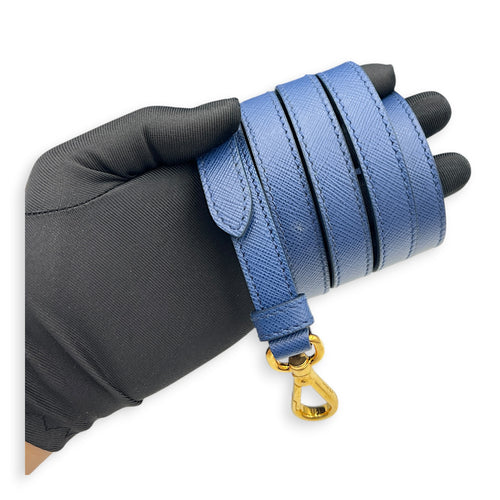 Galleria Top Handle Bag Blue in Saffiano Leather, Gold hardware