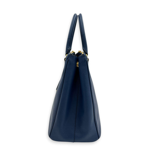 Galleria Top Handle Bag Blue in Saffiano Leather, Gold hardware
