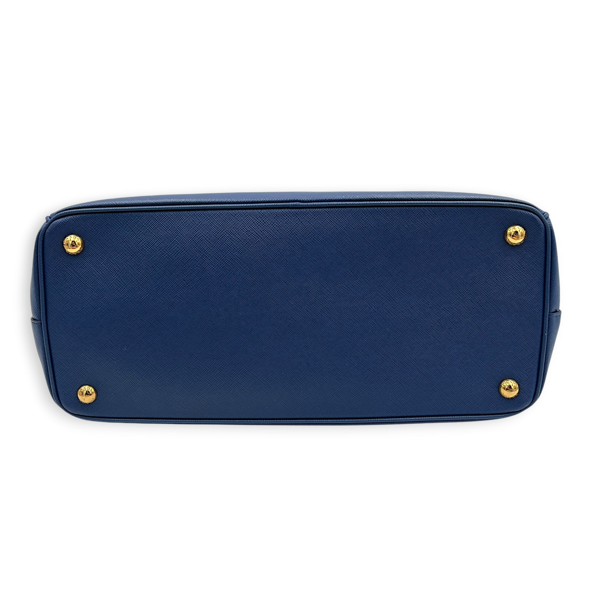 Galleria Top Handle Bag Blue in Saffiano Leather, Gold hardware
