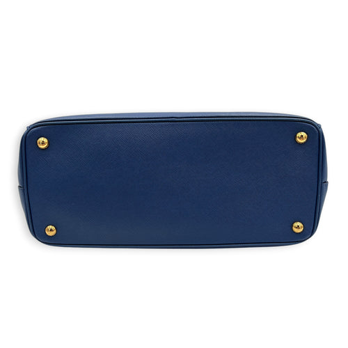 Galleria Top Handle Bag Blue in Saffiano Leather, Gold hardware