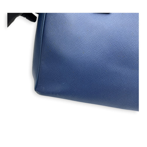 Galleria Top Handle Bag Blue in Saffiano Leather, Gold hardware