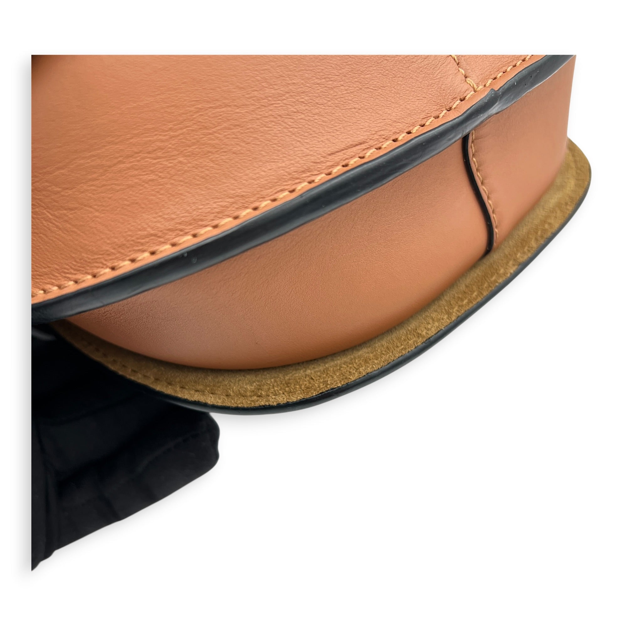 Gate Mini Brown Crossbody Bag in Calfskin, Gold hardware