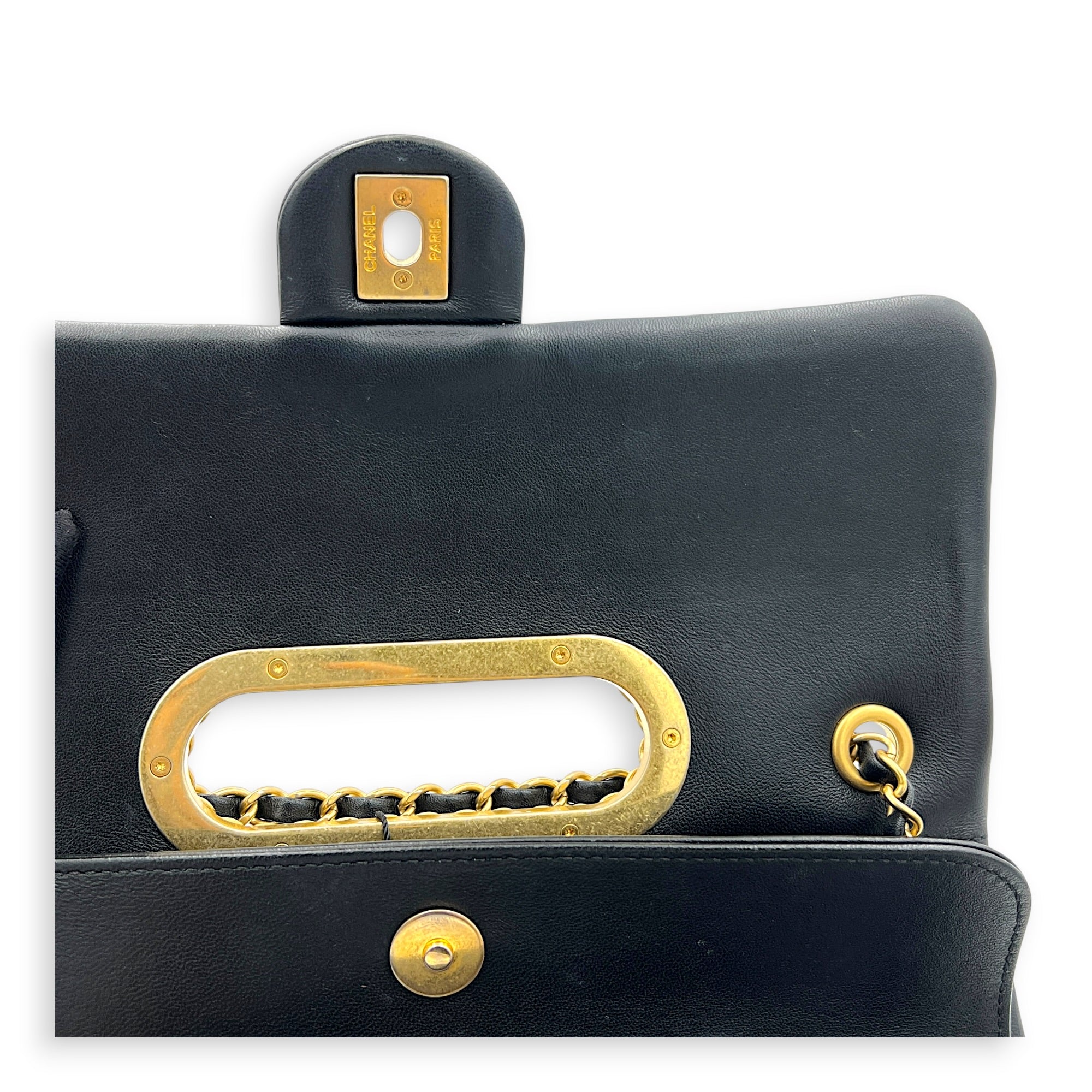 A Real Catch Black Crossbody Bag in Calfskin, Gold hardware