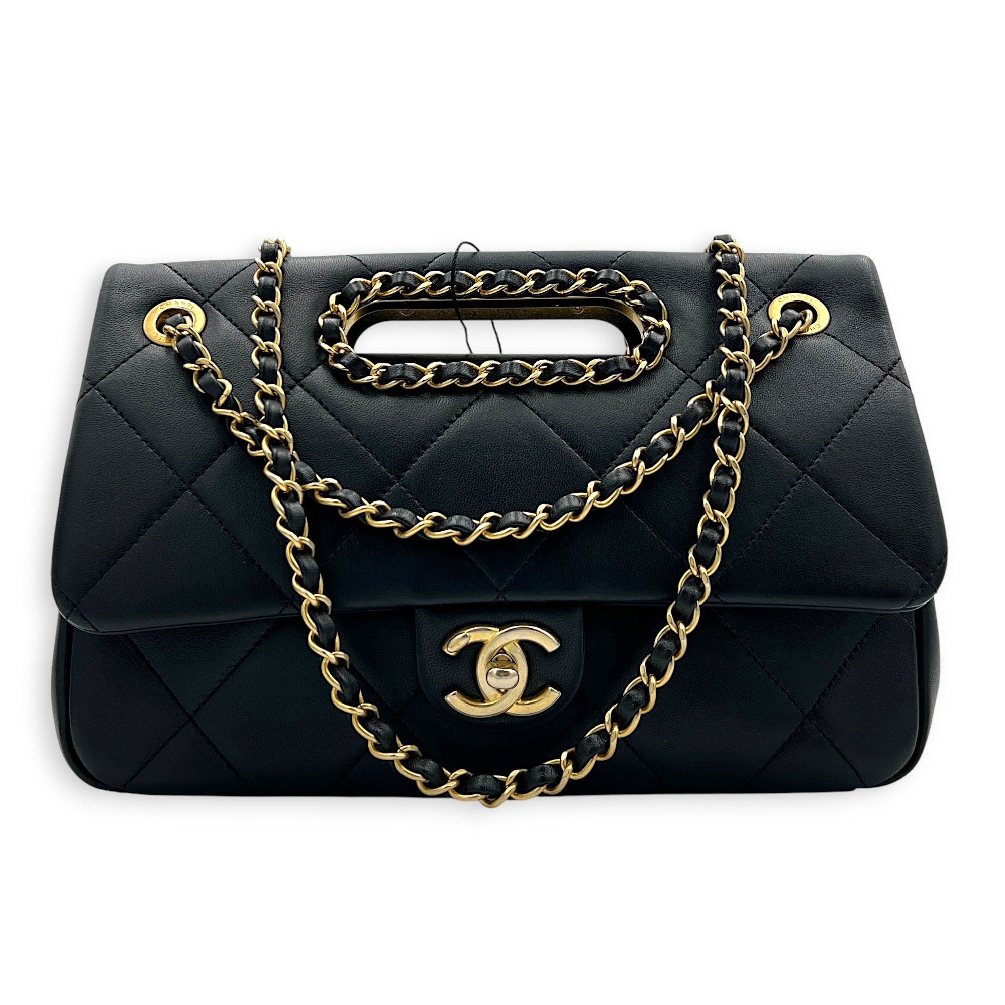 A Real Catch Black Crossbody Bag in Calfskin, Gold hardware
