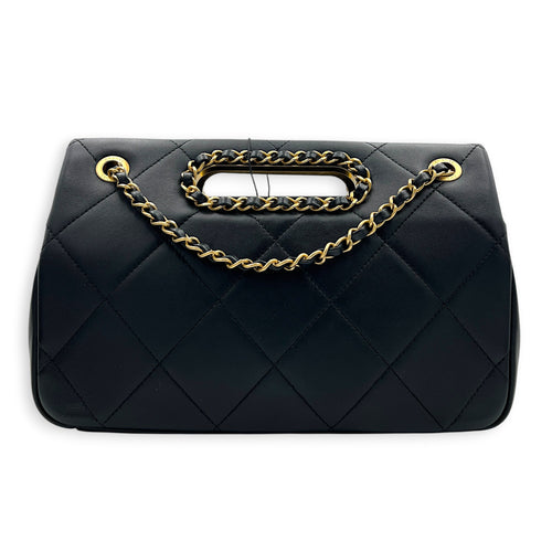 A Real Catch Black Crossbody Bag in Calfskin, Gold hardware