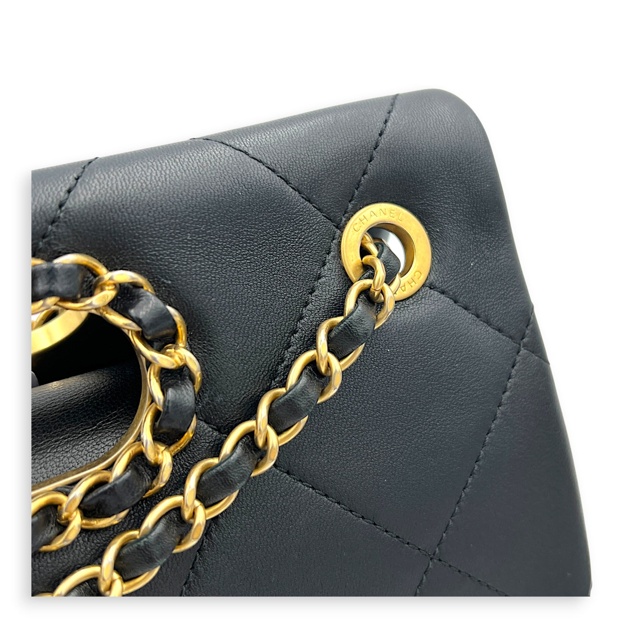 A Real Catch Black Crossbody Bag in Calfskin, Gold hardware