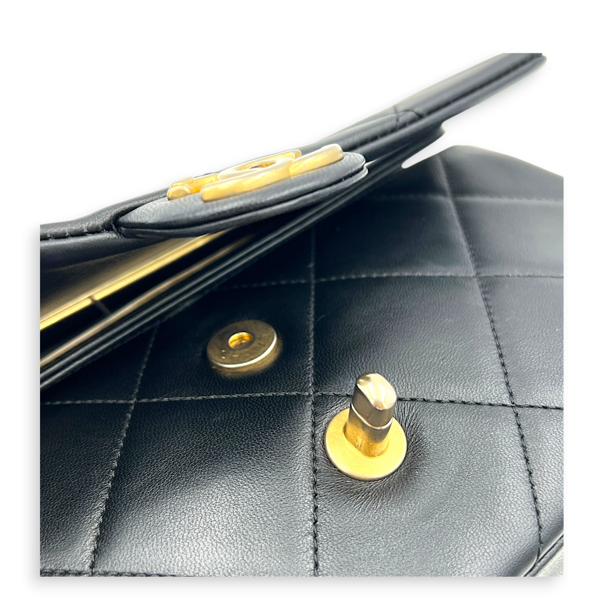 A Real Catch Black Crossbody Bag in Calfskin, Gold hardware