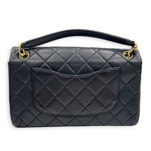 23P Seasonal Quilted Flap Black Shoulder Bag in Calfskin, Gold hardware