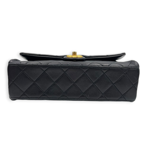 23P Seasonal Quilted Flap Black Shoulder Bag in Calfskin, Gold hardware