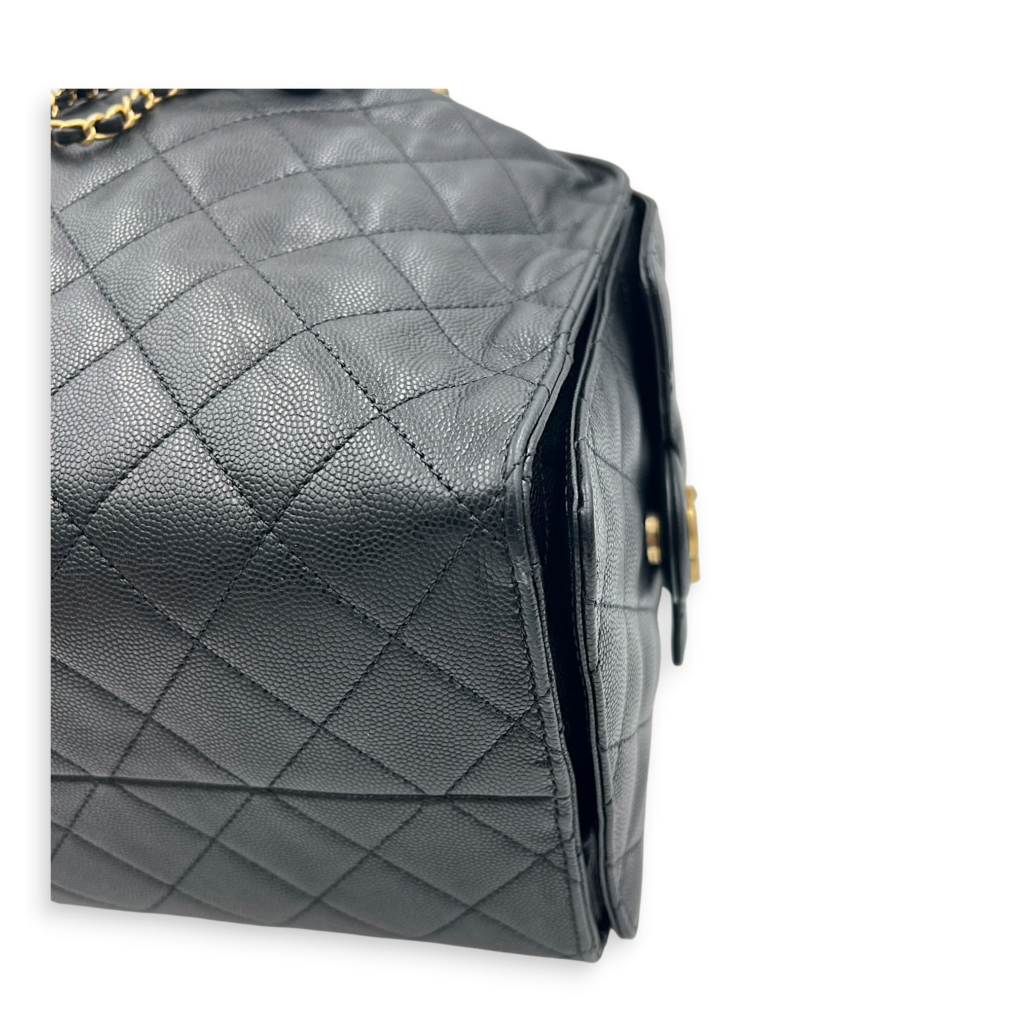 C25 Hobo Medium Black Shoulder Bag in Caviar Leather, Gold hardware