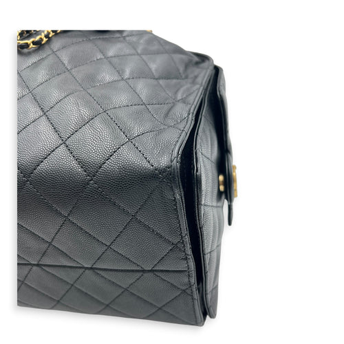 C25 Hobo Medium Black Shoulder Bag in Caviar Leather, Gold hardware