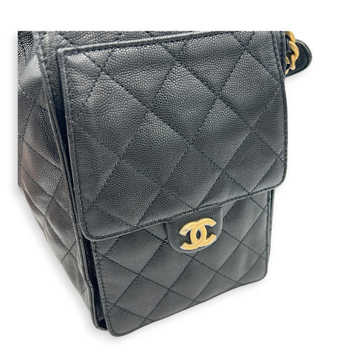 C25 Hobo Medium Black Shoulder Bag in Caviar Leather, Gold hardware