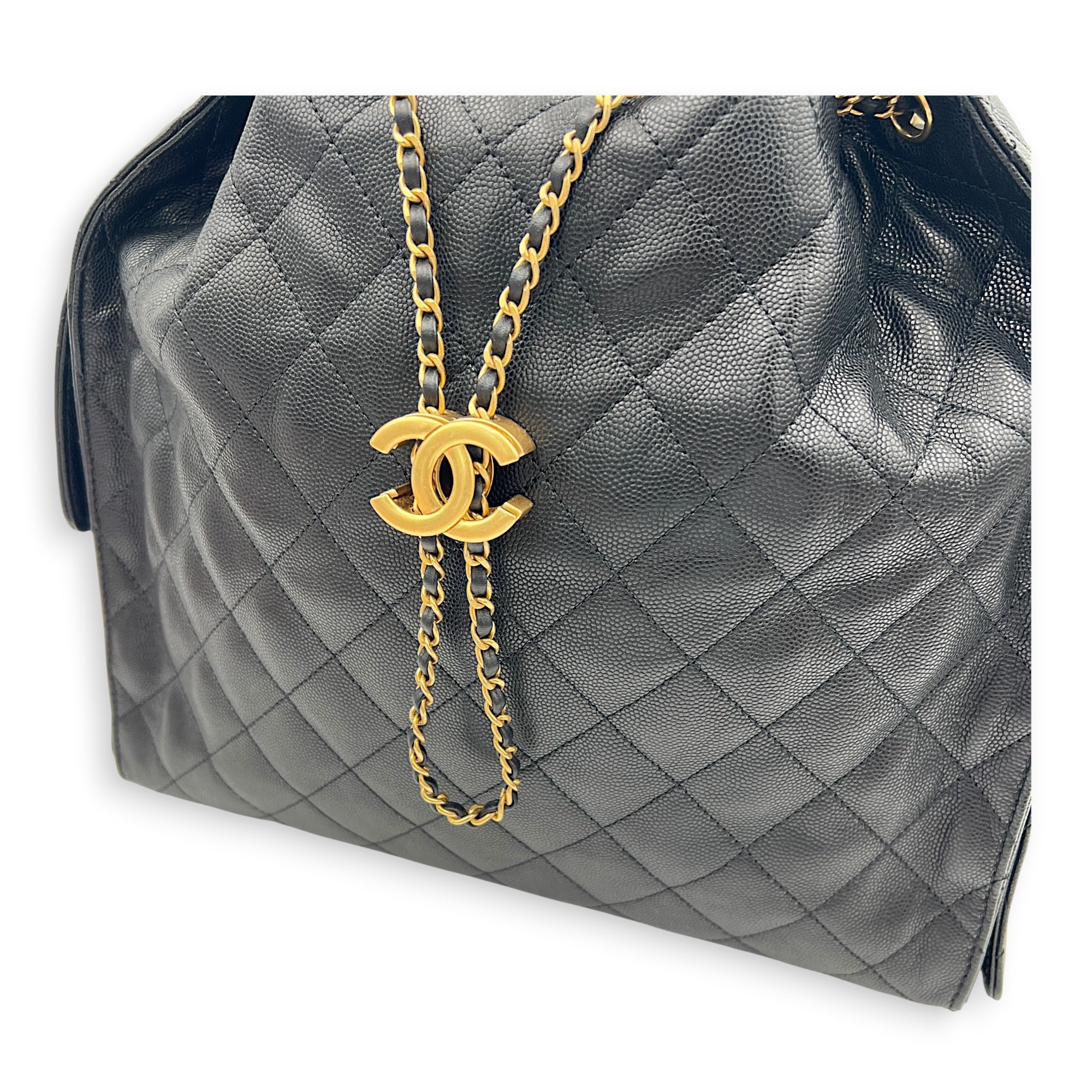 C25 Hobo Medium Black Shoulder Bag in Caviar Leather, Gold hardware