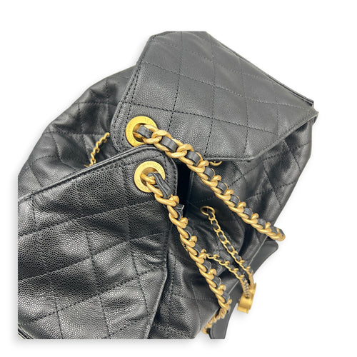 C25 Hobo Medium Black Shoulder Bag in Caviar Leather, Gold hardware