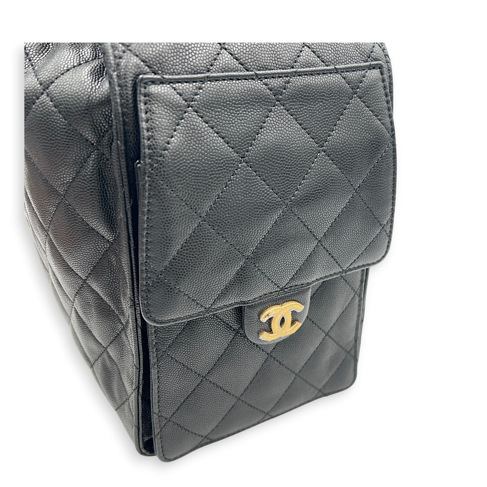 C25 Hobo Medium Black Shoulder Bag in Caviar Leather, Gold hardware