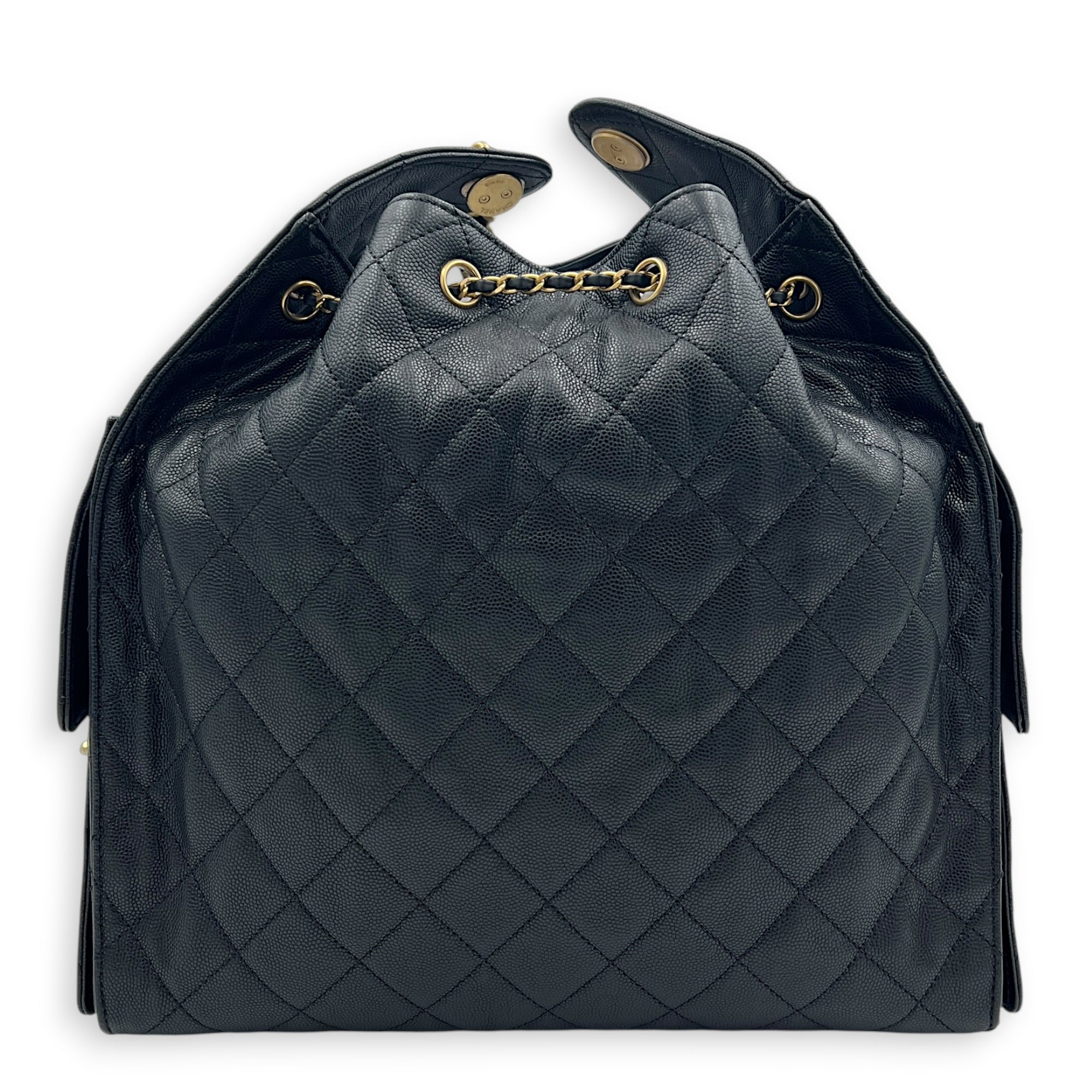 C25 Hobo Medium Black Shoulder Bag in Caviar Leather, Gold hardware