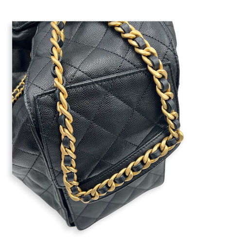 C25 Hobo Medium Black Shoulder Bag in Caviar Leather, Gold hardware