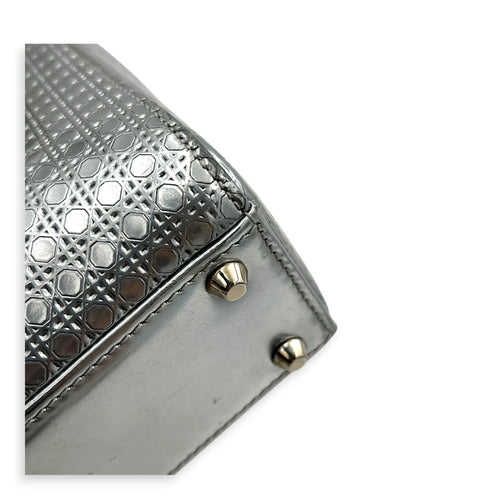 Lady Dior Mini Micro Cannage Top Handle Bag in Patent Leather, Silver hardware
